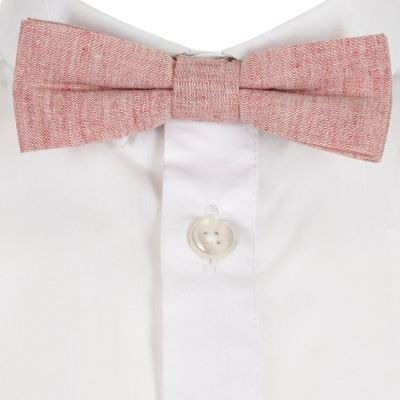 Boys coral chambray bow tie